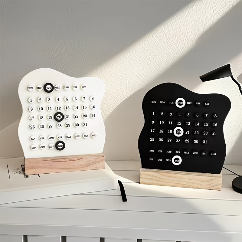 1/2pcs Wooden DIY Desktop Calendar, Creative Office Desktop Decoration, Holiday Decorative Calendar, High-Appearance Calendar, Perfect for Daily Planning, Study Gifts, and Desktop Accessories, Daily Schedule Planner, Ideal for Back-to-School Supplies