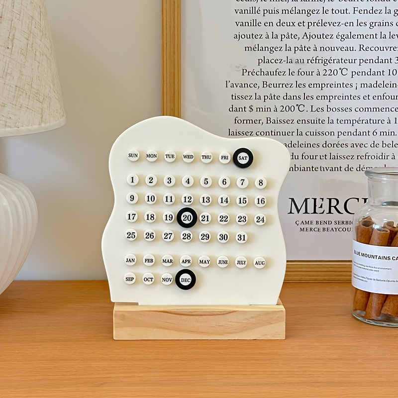 1/2pcs Wooden DIY Desktop Calendar, Creative Office Desktop Decoration, Holiday Decorative Calendar, High-Appearance Calendar, Perfect for Daily Planning, Study Gifts, and Desktop Accessories, Daily Schedule Planner, Ideal for Back-to-School Supplies